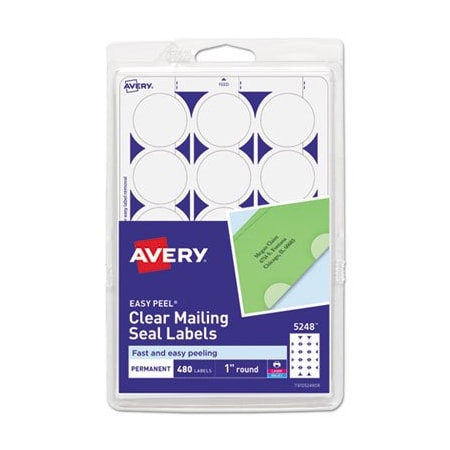 Avery Dennison Avery, PRINTABLE MAILING SEALS, 1in DIA., CLEAR, 5248, 32PK 05248